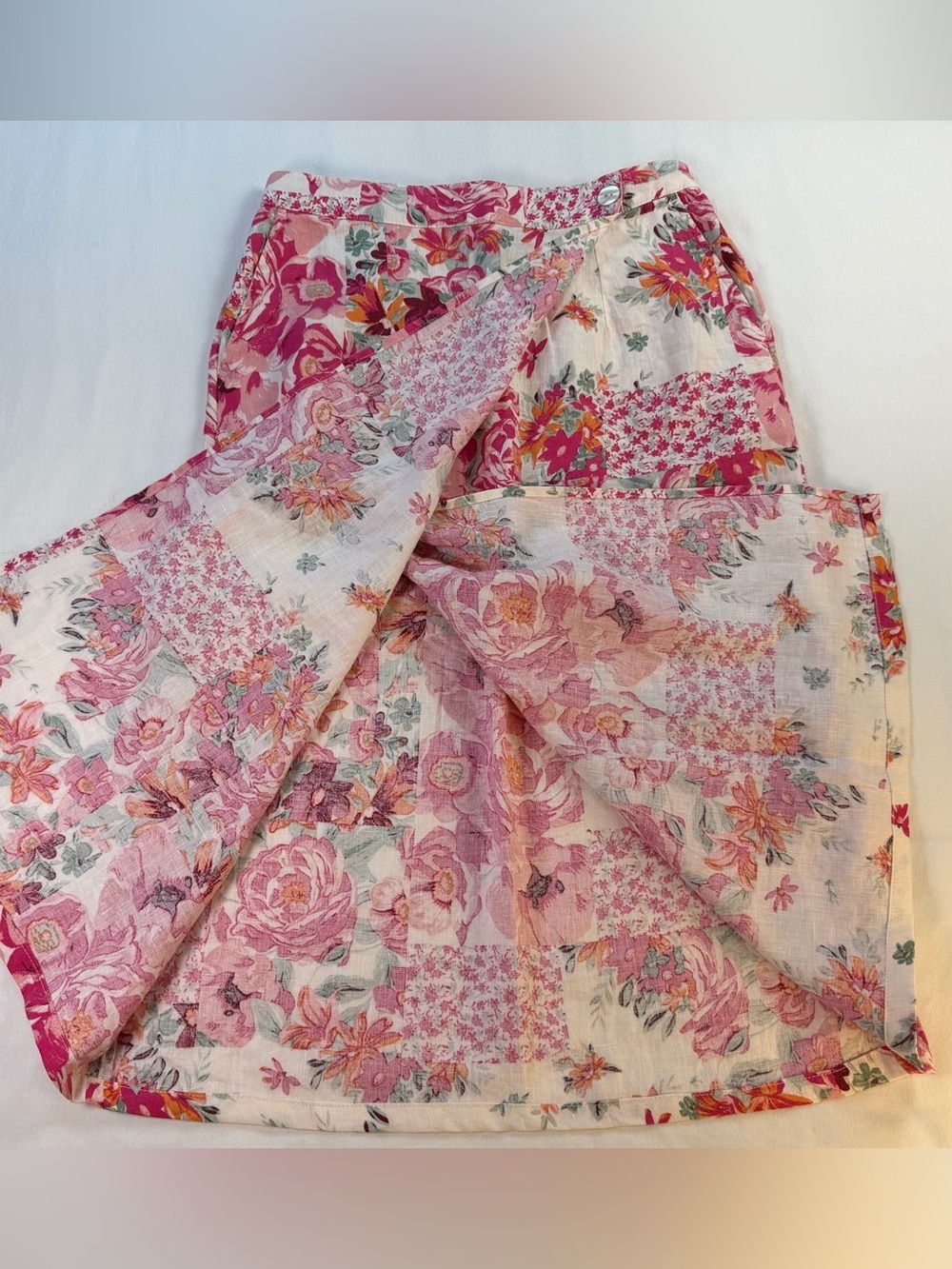 Haute Hippie Linen Floral Patchwork Matching Set Size Medium EUC - Picture 12 of 15